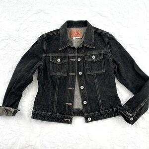 Vintage GUESS Black Jean Denim Jacket Women’s Size Large L